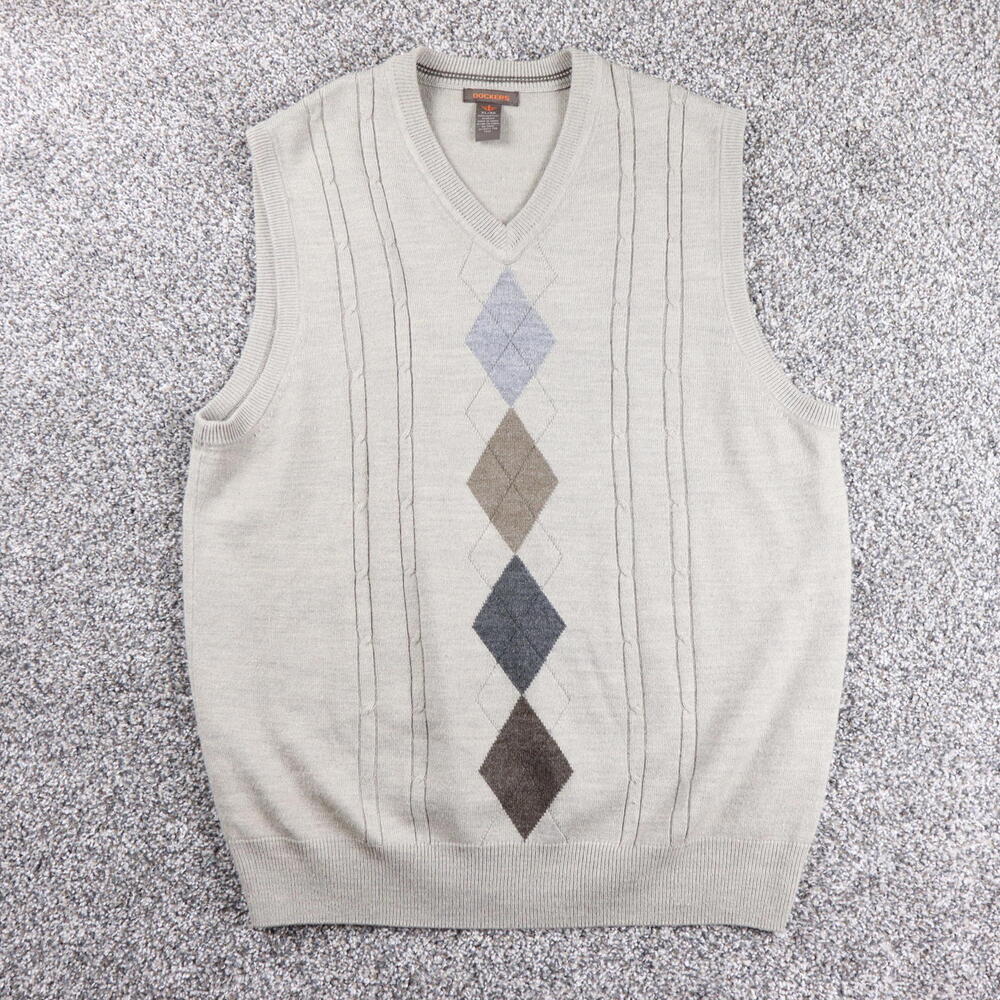 Men's Dockers Sweater Vest Mens XL Brown Argyle Sleeveless - Picture 2 of 6